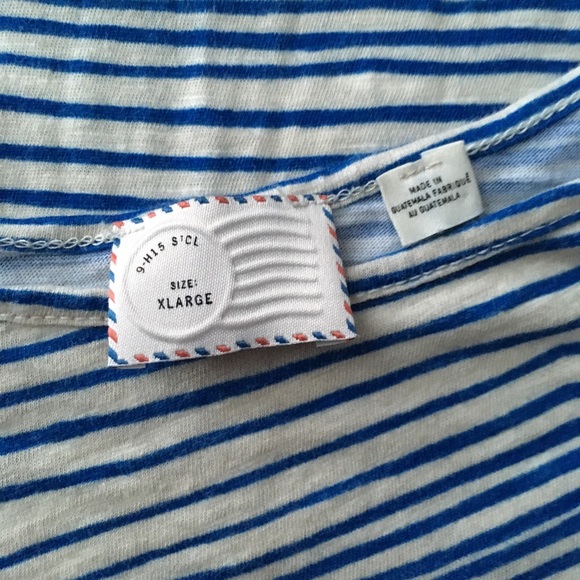 LAnthropologie Blue & Cream Stripe Popover Top, XL - Picture 6 of 8